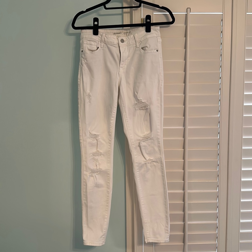 Old Navy white ripped skinny jeans